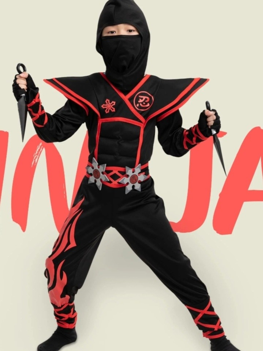 Spooktacular Creations Ninja Unisex Kids Size 3T Black/Red  Halloween Costume